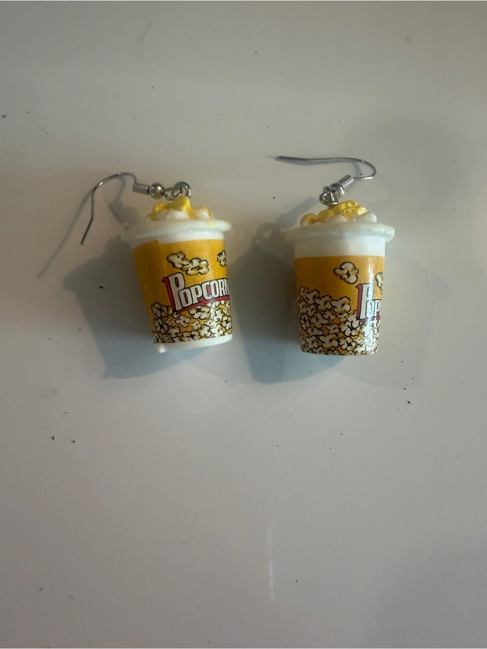 Novel Popcorn Bucket Dangle Earrings - Yellow Popcorn Design